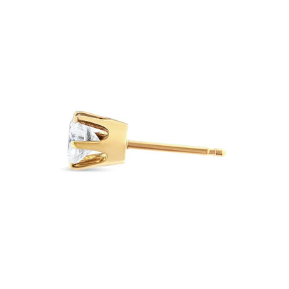 14K Yellow Gold Diamond Solitaire 6 - Prong Single Solitaire Stud Earring (3/8 cttw, I - J Color, I2 - I3 Clarity) | | Elegant Emulations Jewelry USA