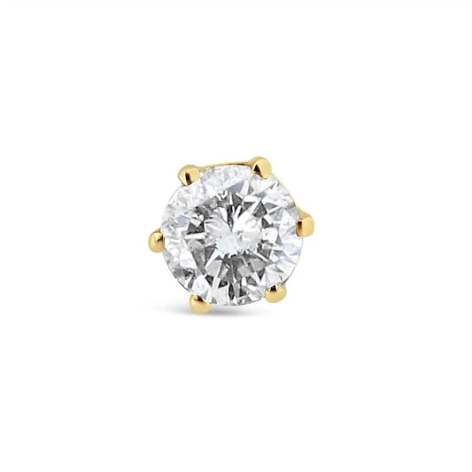 14K Yellow Gold Diamond Solitaire 6 - Prong Single Solitaire Stud Earring (3/8 cttw, I - J Color, I2 - I3 Clarity) | | Elegant Emulations Jewelry USA