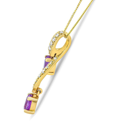 14K Yellow Gold Pink Sapphire & Diamond Twist Pendant Necklace | Necklace | Elegant Emulations Jewelry USA