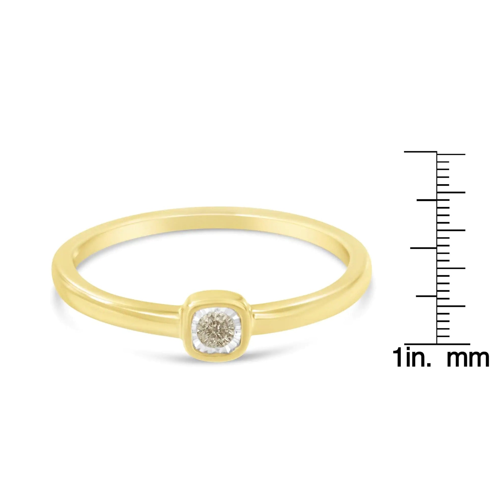 14K Yellow Gold Plated .925 Sterling Silver 1/20 Carat Diamond Square Cushion - Shaped Miracle Set Petite Fashion Promise Ring (J - K Color, I1 - I2 Clarity) | Rings | Elegant Emulations Jewelry USA