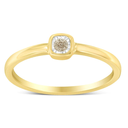 14K Yellow Gold Plated .925 Sterling Silver 1/20 Carat Diamond Square Cushion - Shaped Miracle Set Petite Fashion Promise Ring (J - K Color, I1 - I2 Clarity) | Rings | Elegant Emulations Jewelry USA