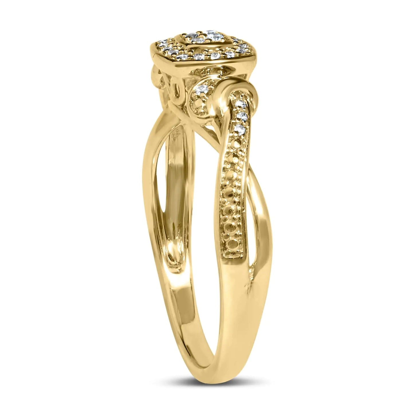 14K Yellow Gold & Sterling Silver Diamond Halo Engagement Ring | Rings | Elegant Emulations Jewelry USA