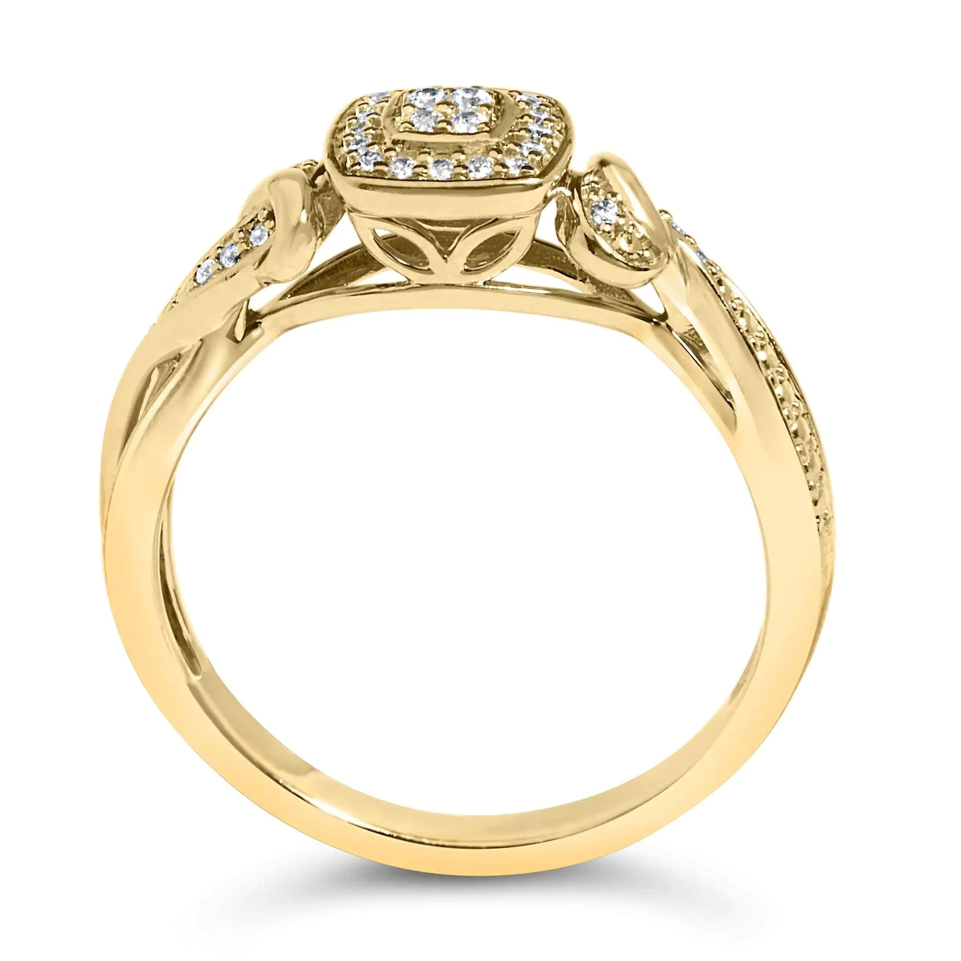 14K Yellow Gold & Sterling Silver Diamond Halo Engagement Ring | Rings | Elegant Emulations Jewelry USA
