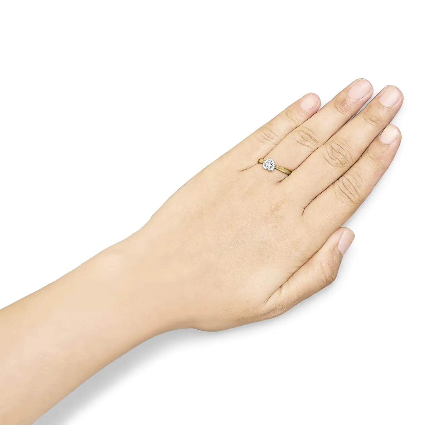 14K Yellow Gold & Sterling Silver Heart Diamond Engagement Ring | Rings | Elegant Emulations Jewelry USA