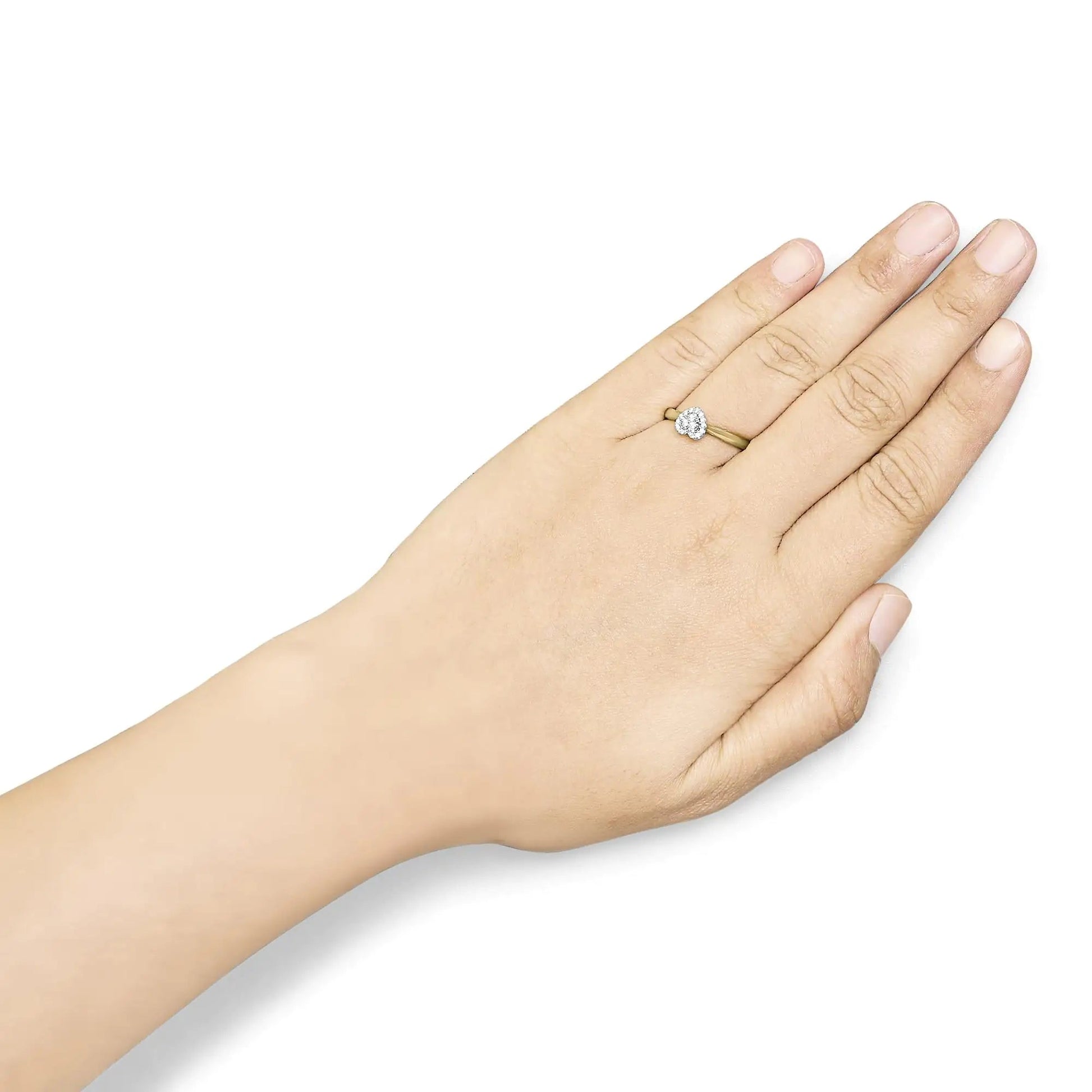 14K Yellow Gold & Sterling Silver Heart Diamond Engagement Ring | Rings | Elegant Emulations Jewelry USA