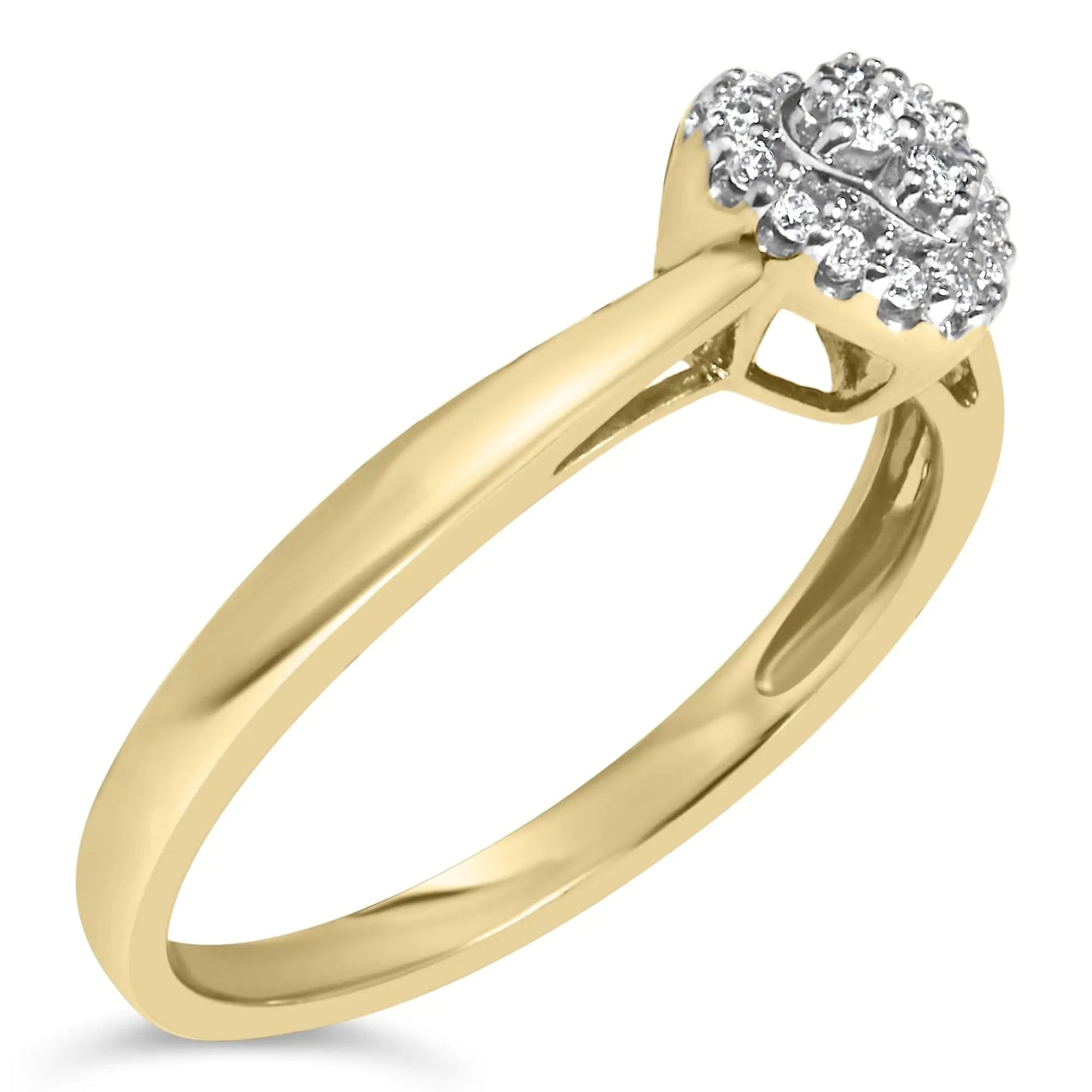 14K Yellow Gold & Sterling Silver Heart Diamond Engagement Ring | Rings | Elegant Emulations Jewelry USA