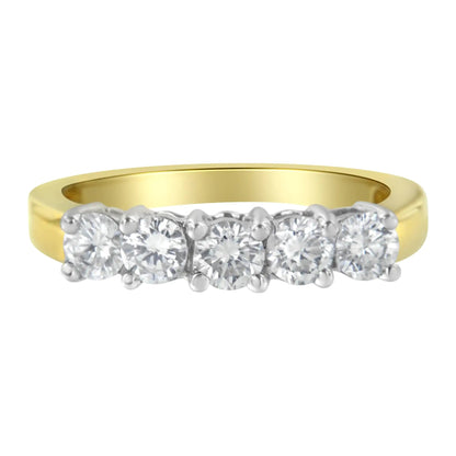 14KT Two Toned Gold 5 Stone Diamond Ring (1 cttw, H - I Color, SI1 - SI2 Clarity) | | Elegant Emulations Jewelry USA