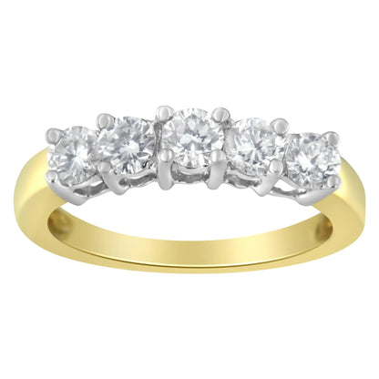14KT Two Toned Gold 5 Stone Diamond Ring (1 cttw, H - I Color, SI1 - SI2 Clarity) | | Elegant Emulations Jewelry USA