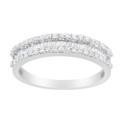 14KT White Gold 1/2 Cttw Diamond Modern Band Ring (H - I Color, SI2 - I1 Clarity) | | Elegant Emulations Jewelry USA