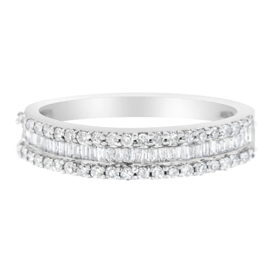 14KT White Gold 1/2 Cttw Diamond Modern Band Ring (H - I Color, SI2 - I1 Clarity) | | Elegant Emulations Jewelry USA