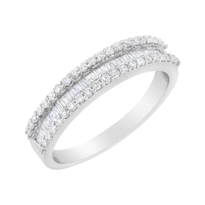 14KT White Gold 1/2 Cttw Diamond Modern Band Ring (H - I Color, SI2 - I1 Clarity) | | Elegant Emulations Jewelry USA