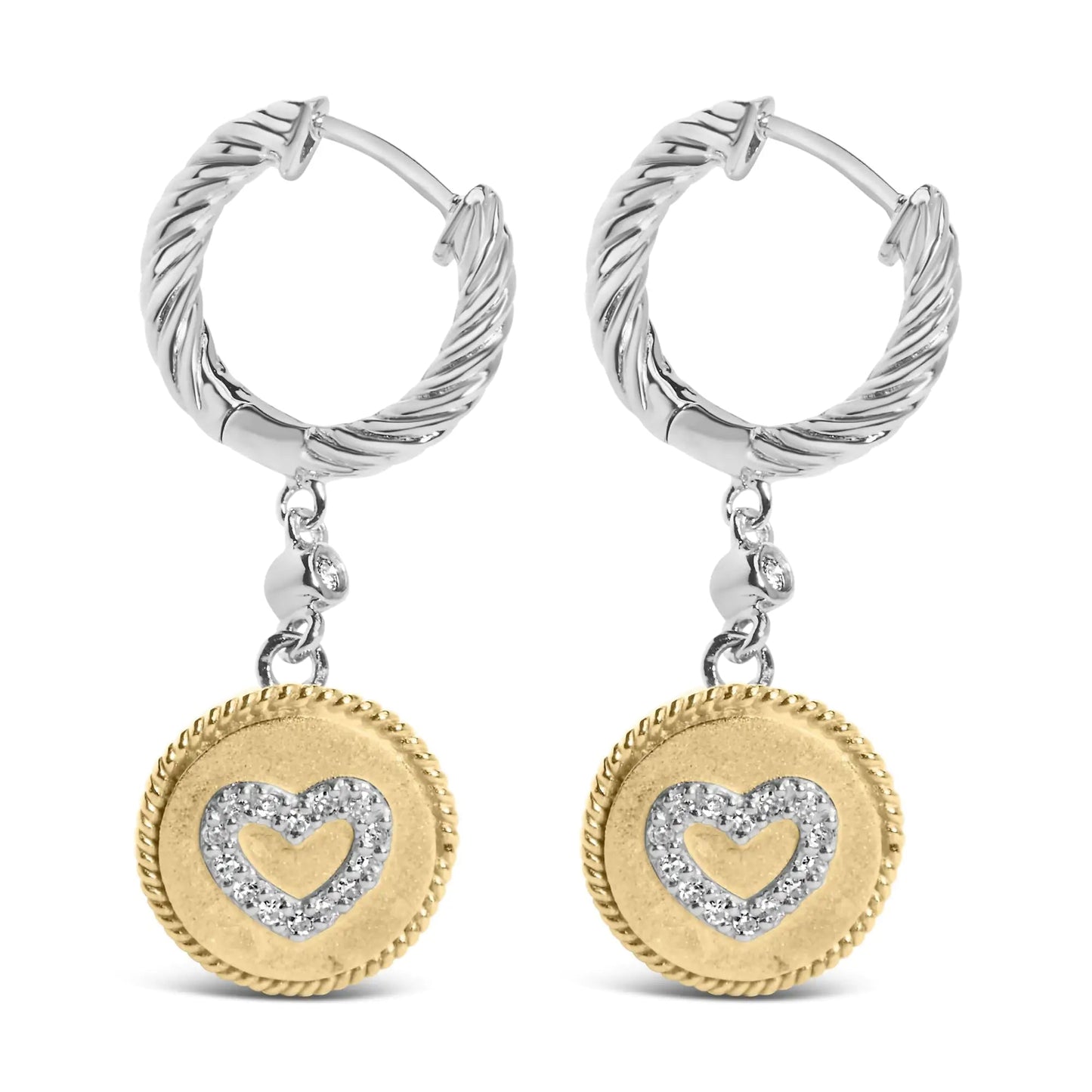 18K Gold Plated Silver Diamond Heart Earrings | Earrings | Elegant Emulations Jewelry USA