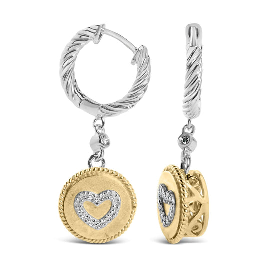 18K Gold Plated Silver Diamond Heart Earrings | Earrings | Elegant Emulations Jewelry USA
