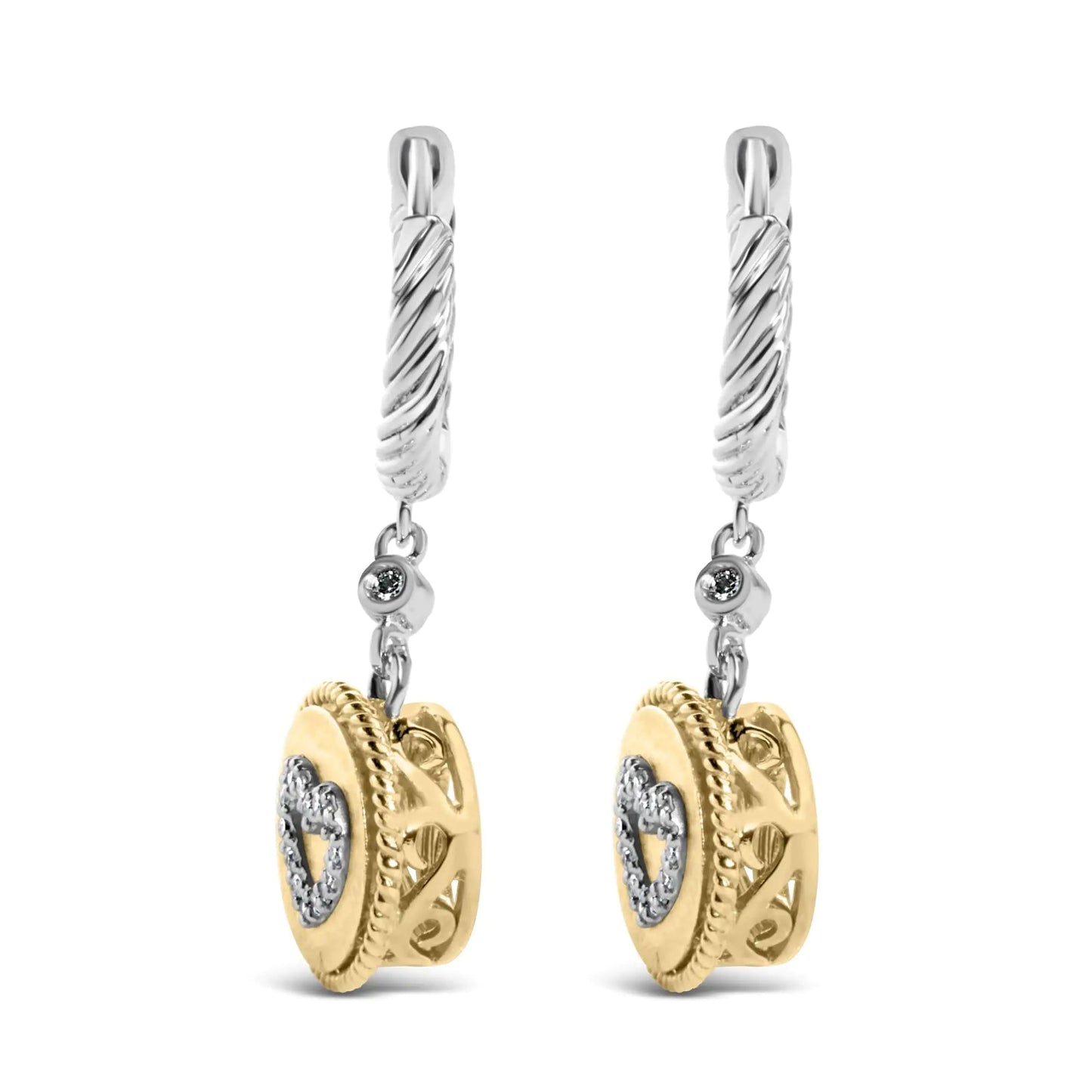 18K Gold Plated Silver Diamond Heart Earrings | Earrings | Elegant Emulations Jewelry USA