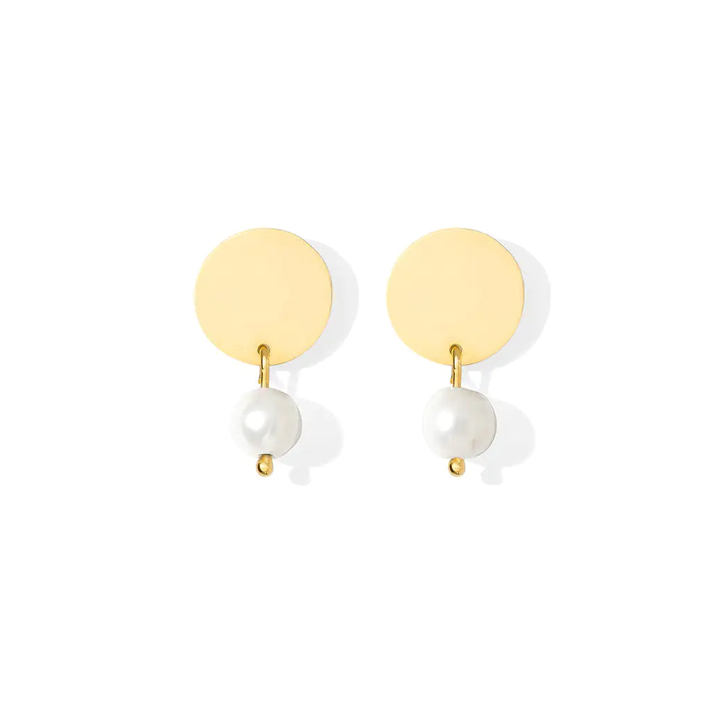 Freshwater Pearl Disc Earrings - Elegant Emulations