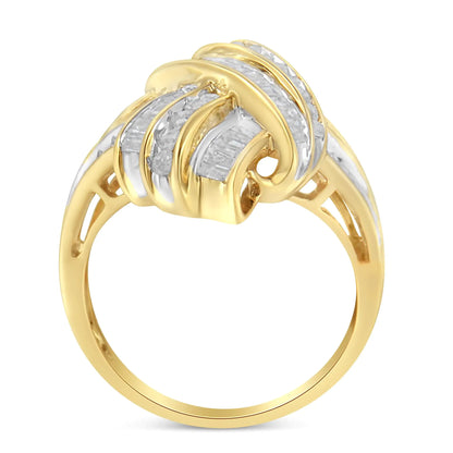 10K Yellow Gold Sterling Silver Diamond Knot Ring