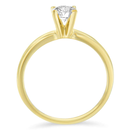 GIA Certified 14k Gold 1/2 Cttw Diamond Solitaire Engagement Ring (H Color, SI1 Clarity) - Elegant Emulations