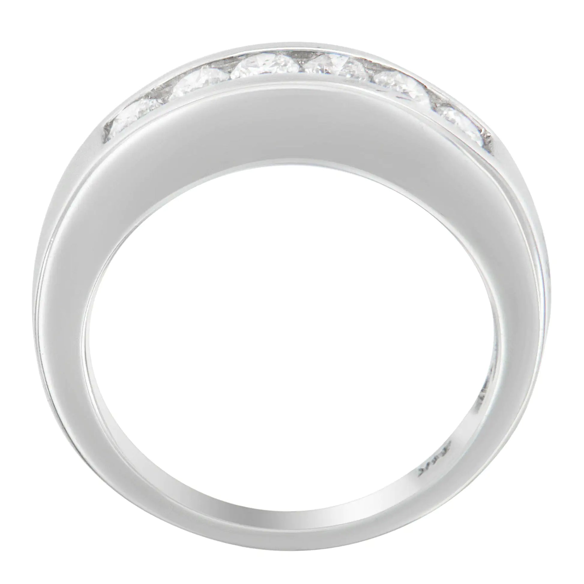 14K White Gold 3/4ct. TDW Diamond Channel Band Ring (H-I, I1-I2) - Elegant Emulations