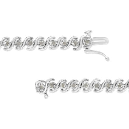 .925 Sterling Silver Round-Cut Diamond Tennis Bracelet
