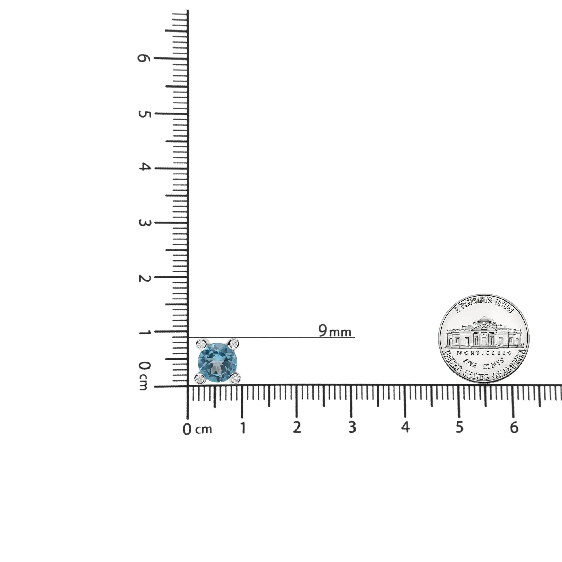 18K White Gold 1/10 Cttw Round Bezel Diamond and 10x10mm Round Sky Blue Topaz Gemstone Stud Earrings (G-H Color, I1-I2 Clarity) - Elegant Emulations