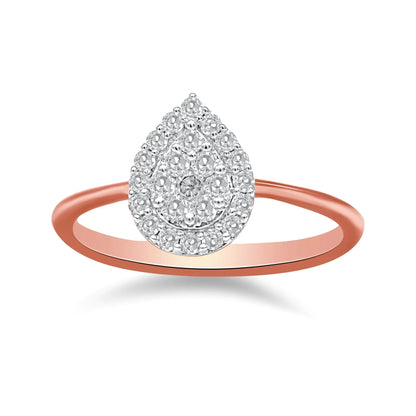 10K Rose Gold 3/8 Cttw Round-Cut Diamond Pear Promise Ring (I-J Color, I2-I3 Clarity) - Elegant Emulations