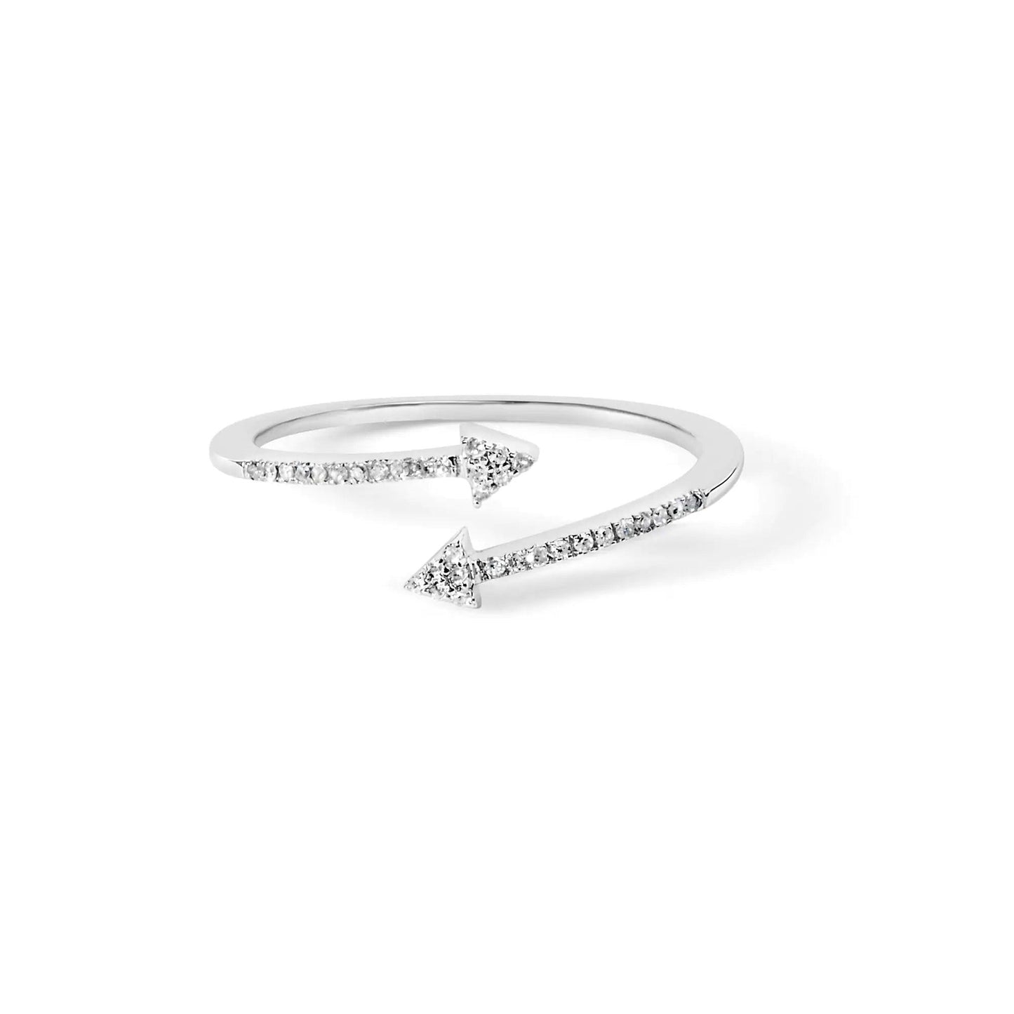 .925 Sterling Silver 1/5 Cttw Diamond Double Arrowhead Open Ring (I-J Color, I2-I3 Clarity) - Elegant Emulations