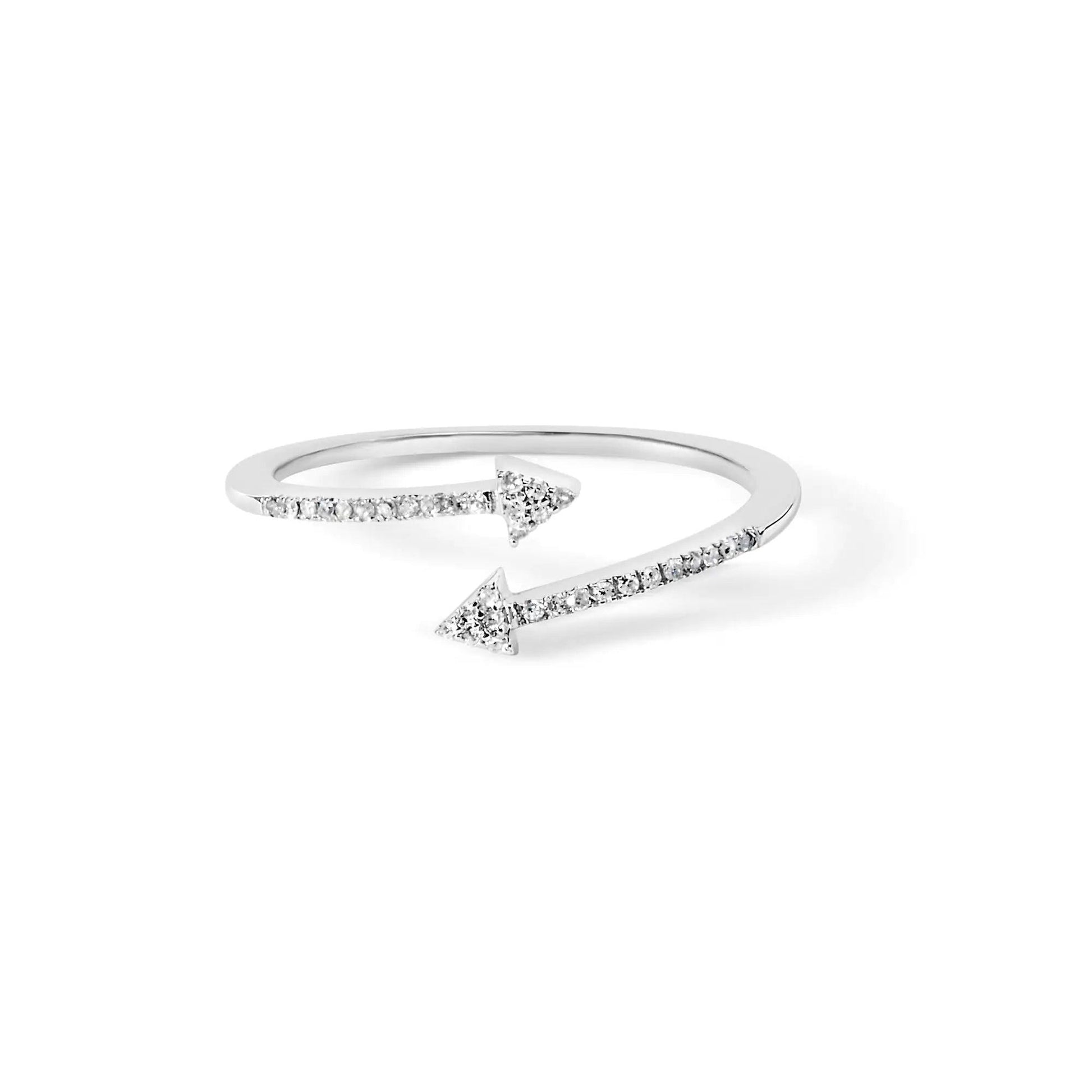 .925 Sterling Silver 1/5 Cttw Diamond Double Arrowhead Open Ring (I-J Color, I2-I3 Clarity) - Elegant Emulations