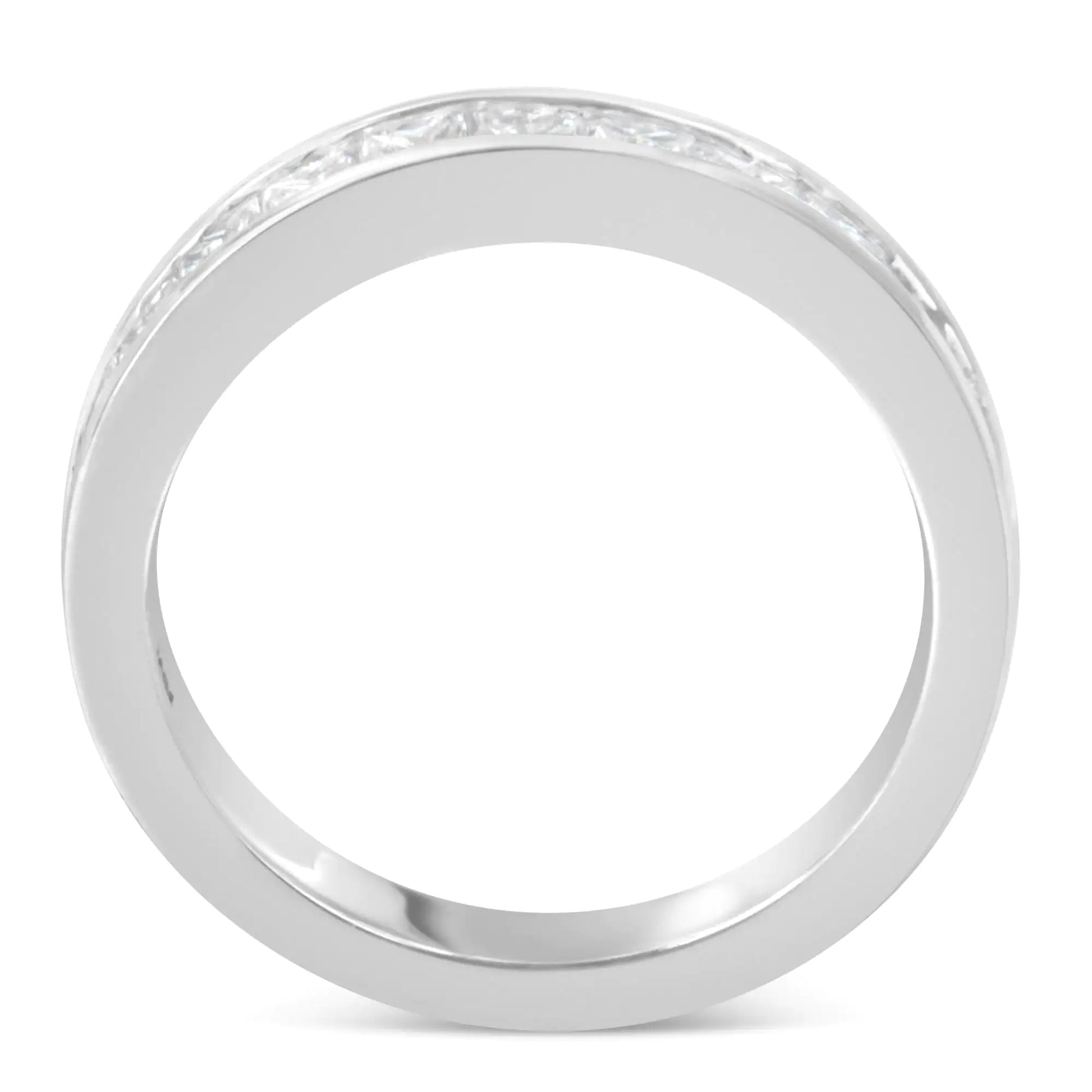 Women's 18K White Gold Princess Cut Diamond Band Ring (1 Cttw, G-H Color, SI1-SI2 Clarity) - Elegant Emulations