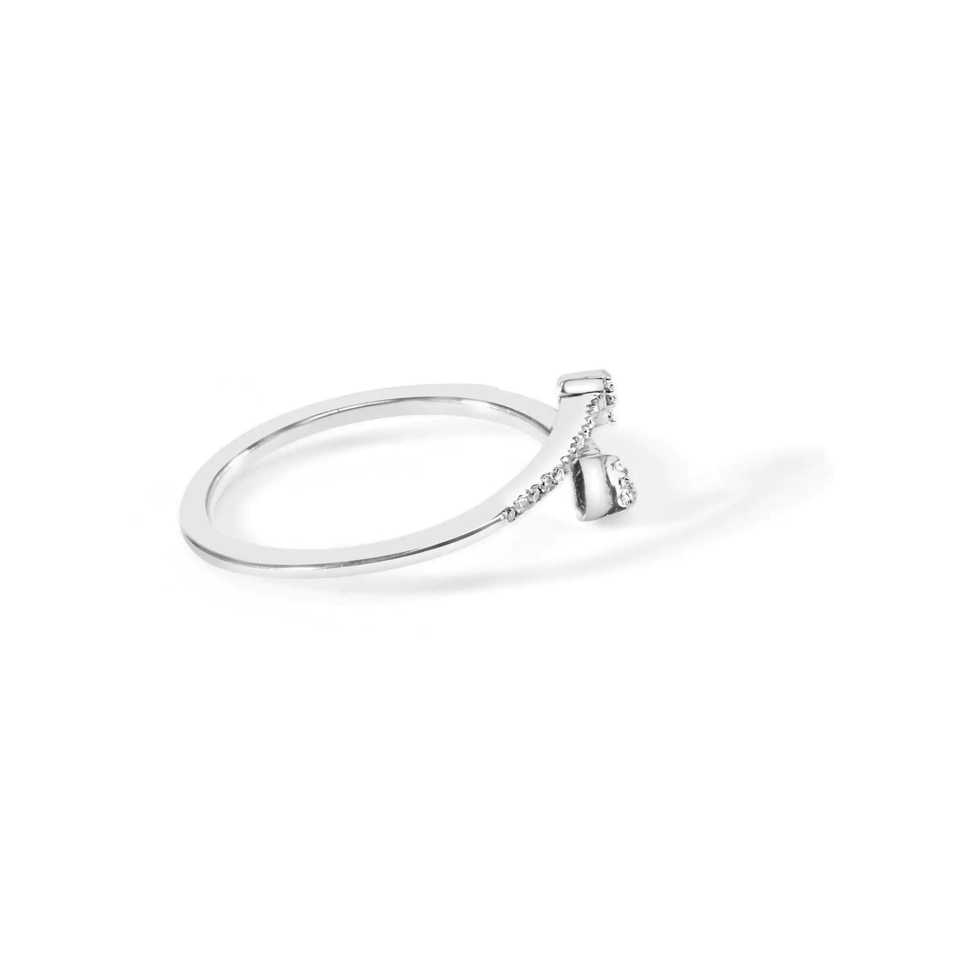 .925 Sterling Silver 1/5 Cttw Diamond Double Arrowhead Open Ring (I-J Color, I2-I3 Clarity) - Elegant Emulations