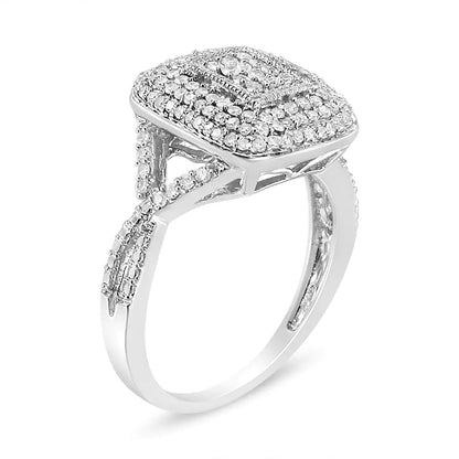 .925 Silver 0.50 Ct Diamond Cluster Ring | Rings | Elegant Emulations Jewelry USA