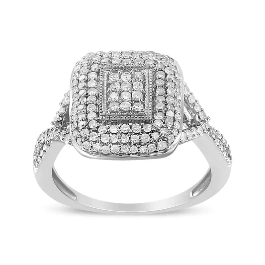 .925 Silver 0.50 Ct Diamond Cluster Ring | Rings | Elegant Emulations Jewelry USA