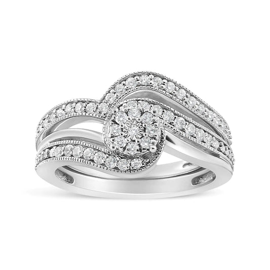 .925 Silver 1/3ct Diamond Vintage Bridal Set | Rings | Elegant Emulations Jewelry USA