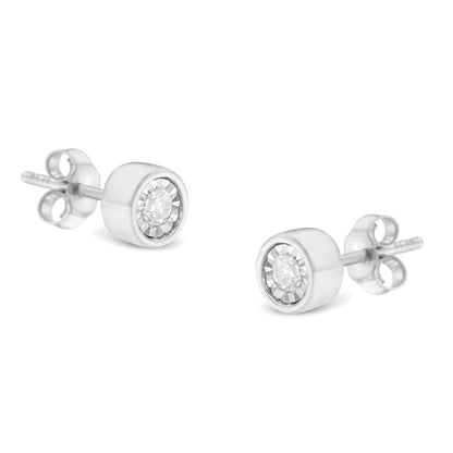 .925 Silver 1/5 Ct Brilliant Diamond Barrel Studs (I - J, I2 - I3) | Earrings | Elegant Emulations Jewelry USA
