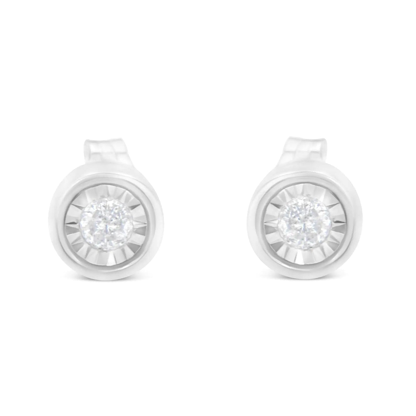 .925 Silver 1/5 Ct Brilliant Diamond Barrel Studs (I - J, I2 - I3) | Earrings | Elegant Emulations Jewelry USA