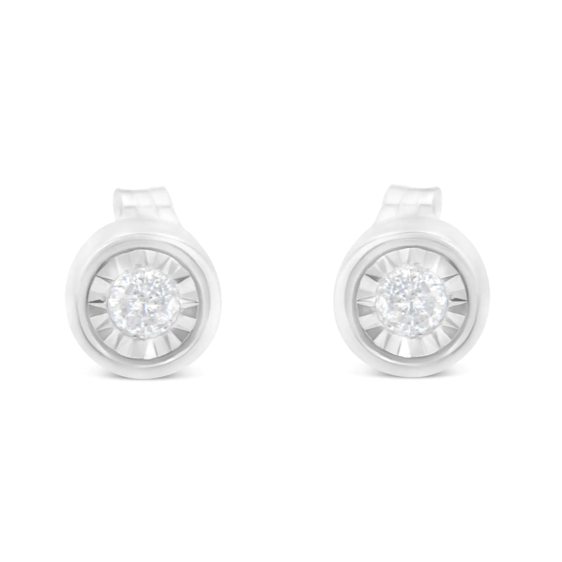 .925 Silver 1/5 Ct Brilliant Diamond Barrel Studs (I - J, I2 - I3) | Earrings | Elegant Emulations Jewelry USA