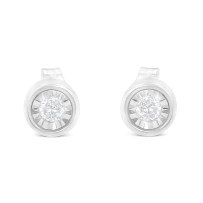 .925 Silver 1/5 Ct Brilliant Diamond Barrel Studs (I - J, I2 - I3) | Earrings | Elegant Emulations Jewelry USA