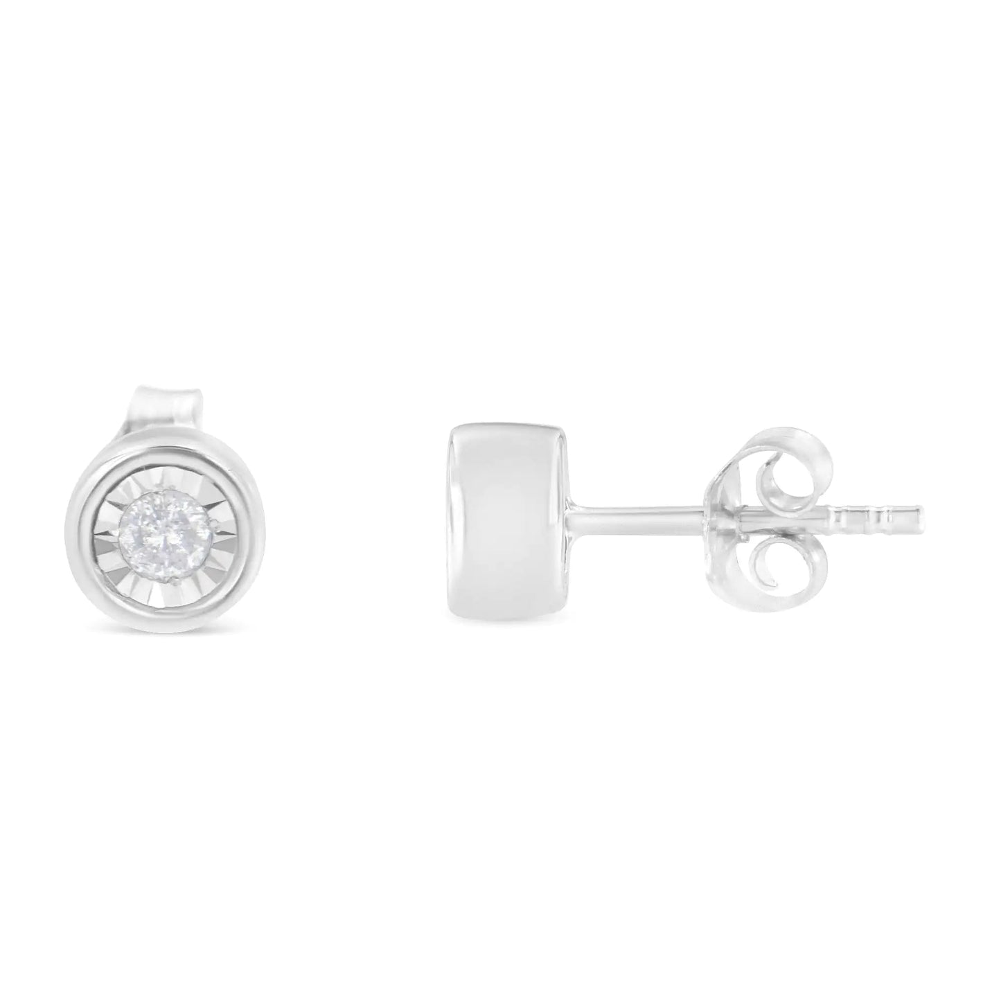 .925 Silver 1/5 Ct Brilliant Diamond Barrel Studs (I - J, I2 - I3) | Earrings | Elegant Emulations Jewelry USA