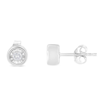 .925 Silver 1/5 Ct Brilliant Diamond Barrel Studs (I - J, I2 - I3) | Earrings | Elegant Emulations Jewelry USA