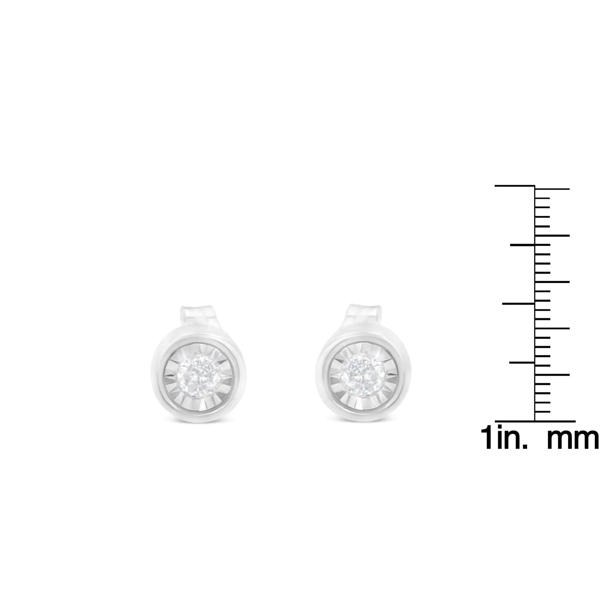 .925 Silver 1/5 Ct Brilliant Diamond Barrel Studs (I - J, I2 - I3) | Earrings | Elegant Emulations Jewelry USA