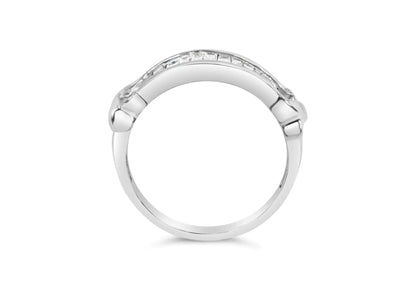 925 Silver Diamond Baguette X - Station Bridal Ring – Elegant Design | Rings | Elegant Emulations Jewelry USA