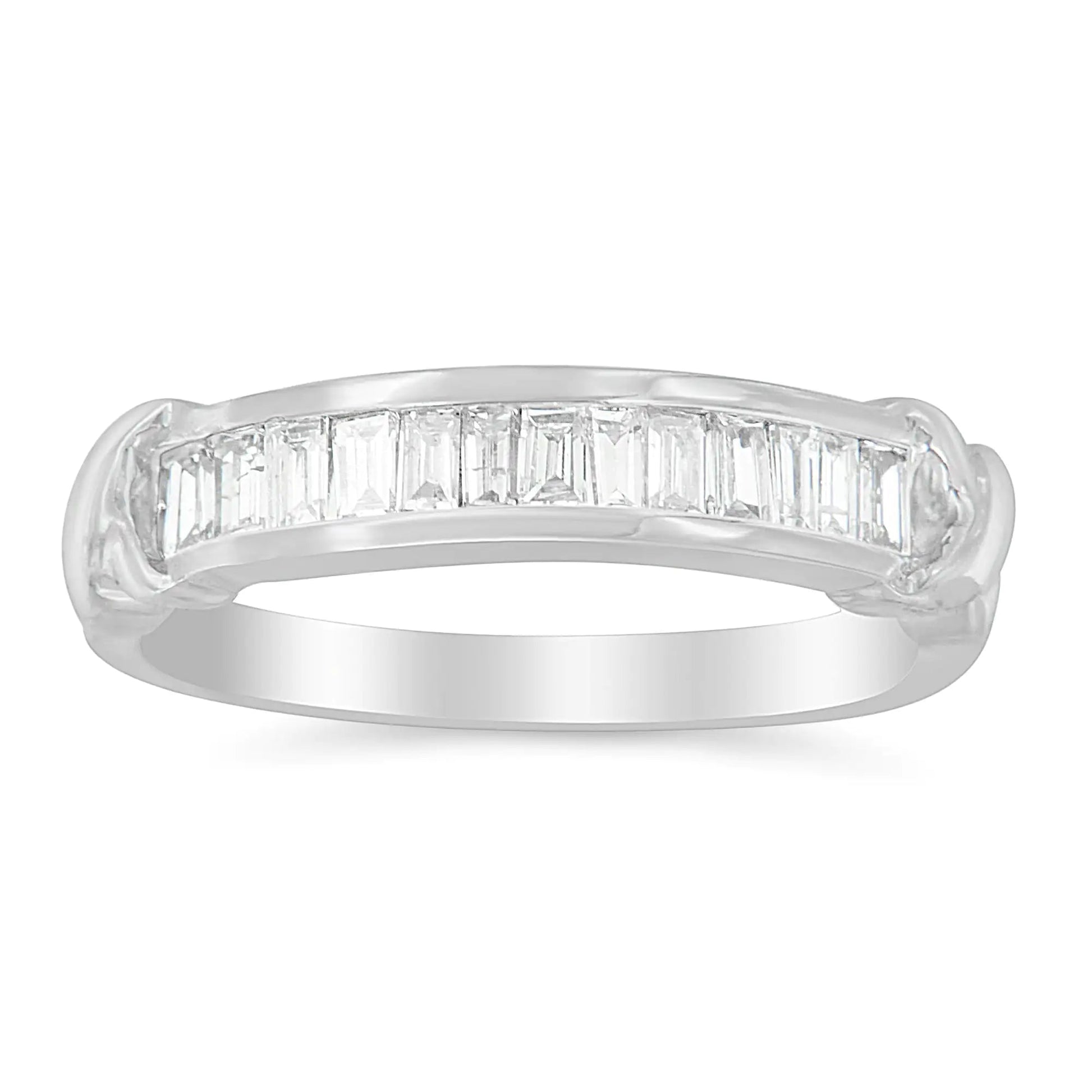 925 Silver Diamond Baguette X - Station Bridal Ring – Elegant Design | Rings | Elegant Emulations Jewelry USA