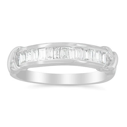 925 Silver Diamond Baguette X - Station Bridal Ring – Elegant Design | Rings | Elegant Emulations Jewelry USA