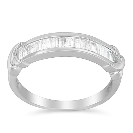 925 Silver Diamond Baguette X - Station Bridal Ring – Elegant Design | Rings | Elegant Emulations Jewelry USA
