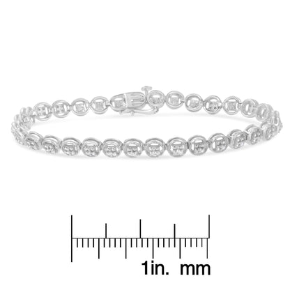 .925 Silver Diamond Circle Link Tennis Bracelet 7" | Bracelets | Elegant Emulations Jewelry USA