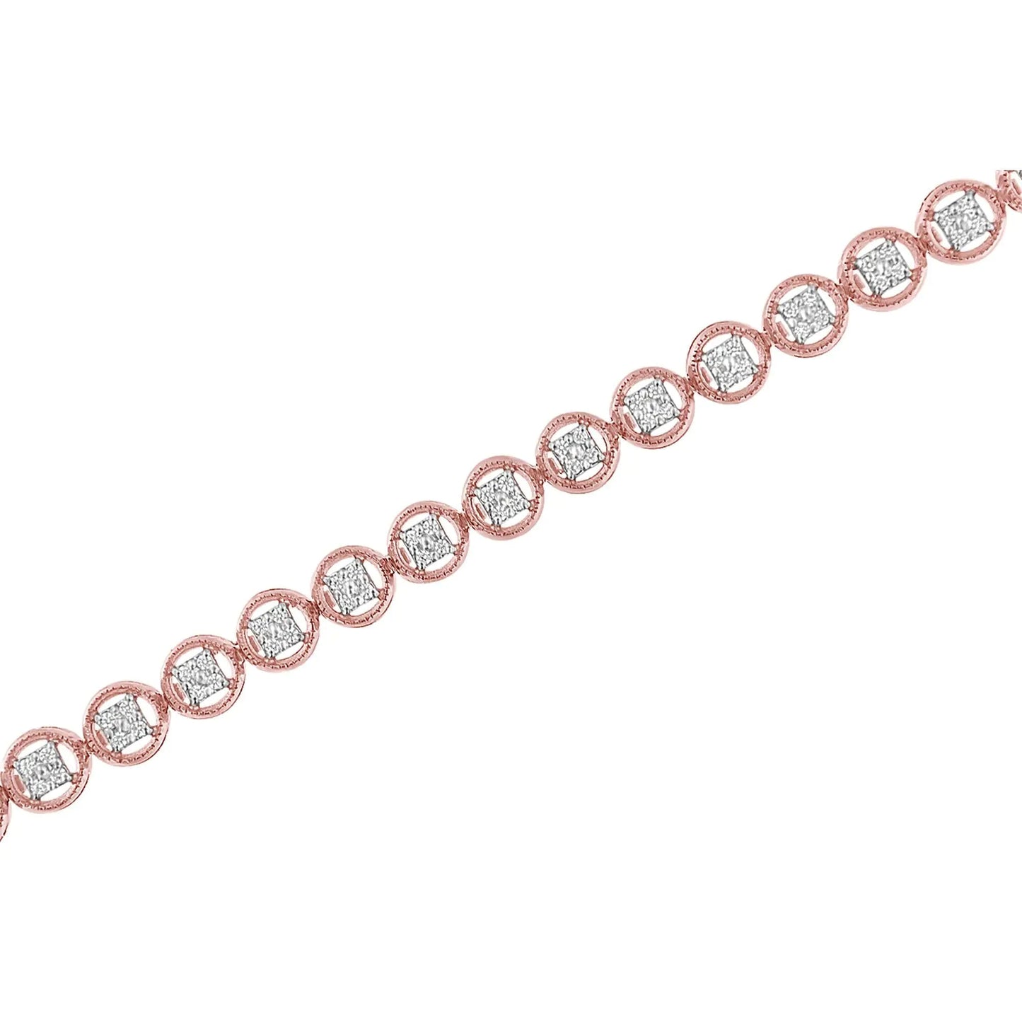 .925 Silver Diamond Circle Link Tennis Bracelet 7" | Bracelets | Elegant Emulations Jewelry USA