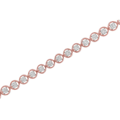 .925 Silver Diamond Circle Link Tennis Bracelet 7" | Bracelets | Elegant Emulations Jewelry USA