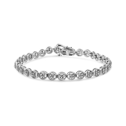 .925 Silver Diamond Circle Link Tennis Bracelet 7" | Bracelets | Elegant Emulations Jewelry USA