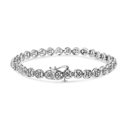 .925 Silver Diamond Circle Link Tennis Bracelet 7" | Bracelets | Elegant Emulations Jewelry USA