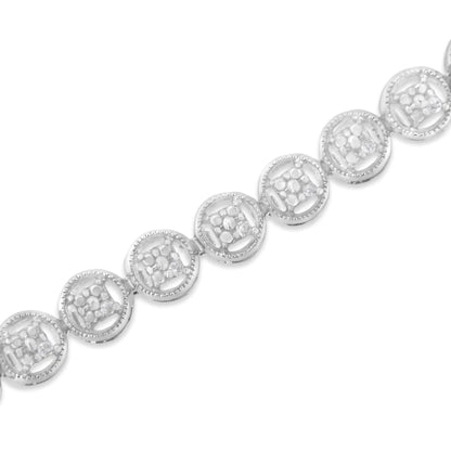 .925 Silver Diamond Circle Link Tennis Bracelet 7" | Bracelets | Elegant Emulations Jewelry USA