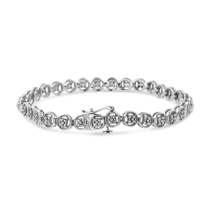 .925 Silver Diamond Circle Link Tennis Bracelet 7" | Bracelets | Elegant Emulations Jewelry USA